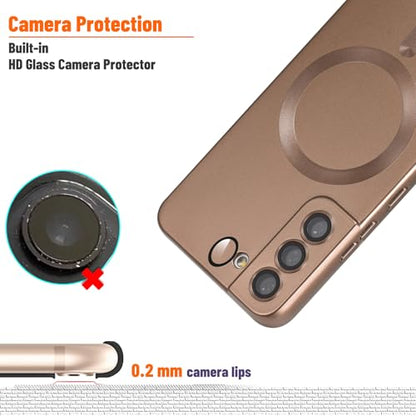 Magnetic for Samsung Galaxy S21 FE Case,Soft Silicone Slim Fit Anti-Scratch Phone Case Cover with Camera Protection,Compatible with MagSafe,Brown - color: Brown, size: S21 FE