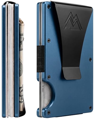 Mountain Voyage Minimalist Wallet for Men - Slim RFID Wallet, Scratch Resistant, Credit Card Holder & Money Clip, Easily Removable Money & Cards (Matte Navy Blue) - color: Matte Navy Blue