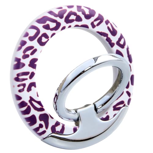 Magnetic Phone Ring for MagSafe Grip, Super Magnet Twinkle Design Ring Holder Stand, MagSafe Accessory for iPhone 17/16/15/14/13 Pro Max Plus，Purple Leopard - color: Purple Leopard