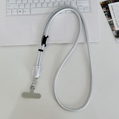 Phone Leather Lanyard with Tabs,Adjustable Anti Theft Phone Crossbody Strap for iPhone and Smartphone,Purse - color: Silver