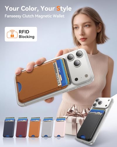 for MagSafe Wallet, 5 Card Holder, Slim Leather Magnetic Wallet for iPhone 17/16/15/14/13/12 Pro Max Plus Air Series, 1 Card Slots & 1 Cash Slot,Brown - color: Brown