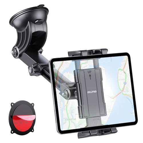 OHLPRO Tablet Holder for Car Dashboard [Suction Cup Mount] Windshield Wall Desk, Adjustable Stand for 5-13" iPad mini Air Pro Galaxy Tab S9 Phone - Heavy Duty Truck Accessories (9" Arm)
