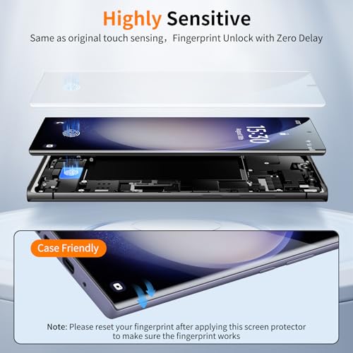2 Pack Samsung Galaxy S23 Ultra / S22 Ultra Curved Edge HD Clear Screen Protector, PET Film with Auto Dust Elimination Cabin, Anti-Glare, Sensitive Touch, Bubble-Free, Case Friendly - color: S23-HD