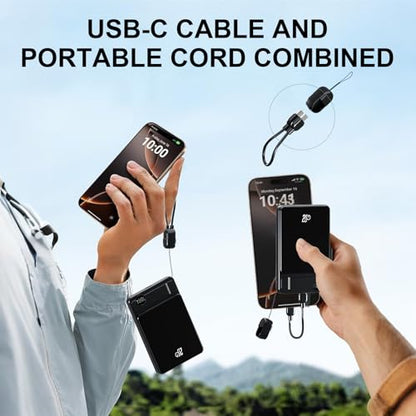 LUCKYDUO 3 in 1 Magnetic Wireless Power Bank, Slim Magnetic Portable Charger with Foldable Stand & LED Display, PD 20W USB C Cable Magnetic Battery Pack for iPhone 17/Air/Pro/16/15/14/13 (10000mAh)