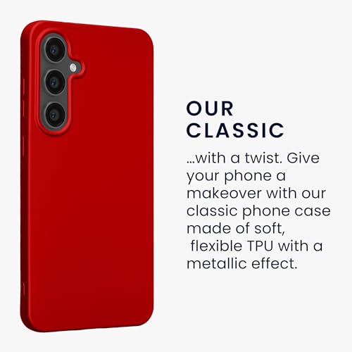 kwmobile Case Compatible with Samsung Galaxy S24 FE Case - Soft Slim Metallic TPU Silicone Cover - Metallic Dark Red - color: metallic dark red, size: Galaxy S24 FE