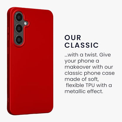 kwmobile Case Compatible with Samsung Galaxy S24 FE Case - Soft Slim Metallic TPU Silicone Cover - Metallic Dark Red - color: metallic dark red, size: Galaxy S24 FE