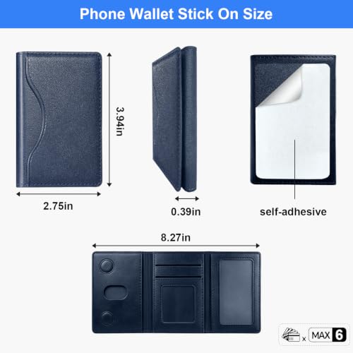 Adhesive Phone Wallet, 6 Card Holder with ID Window,Pink - color: Pink