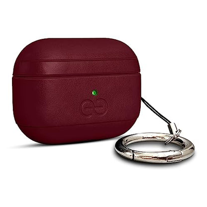 Dreem Om Case Cover with Keychain Clip Compatible with AirPods Pro 2/Pro, Protective One-Piece Hard Shell, Luxury Vegan Leather AirPod Pro Case 2nd/1st Generation with Separate Clip [Burgundy] - color: Burgundy, size: AirPods Pro 2