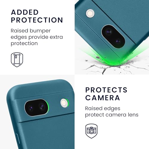 kwmobile Case Compatible with Google Pixel 8a Case -Soft TPU Back Phone Cover - with Metallic Look - Metallic Caribbean Blue - color: Metallic Caribbean Blue
