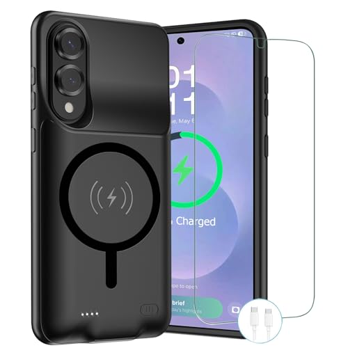 Wireless Charging Case for Galaxy S25 Edge, Upgraded 10000mAh Rechargeable Portable Charging Case Compatible with Galaxy S25 Edge (6.7 inch) with Carplay Extended Battery Pack Charger Case (Black) - size: Galaxy S25 Edge -10000mAh