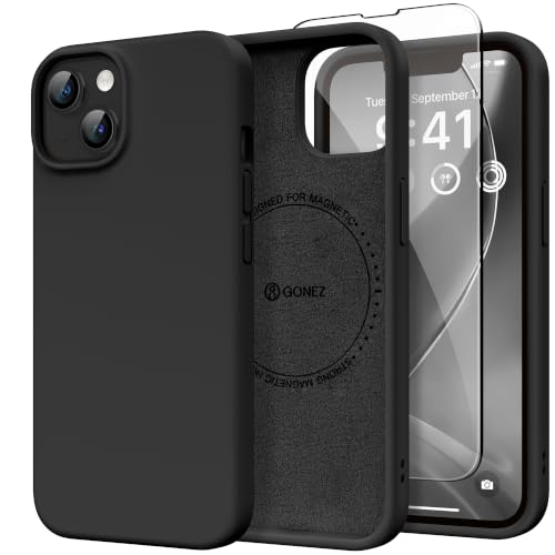 GONEZ Magnetic for iPhone 13/14 Case, Silicone Cover Black - color: Black, size: Iphone 13 /Iphone 14