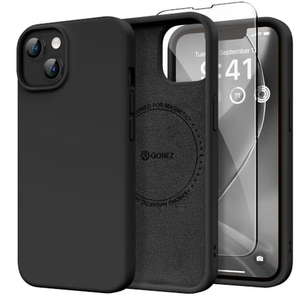 GONEZ Magnetic for iPhone 13/14 Case, Silicone Cover Black - color: Black, size: Iphone 13 /Iphone 14