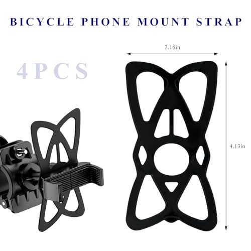 4 PCS Motorcycle Phone Mount Tether, Elastic Silicone Cellphone Holder X-Web Grip Security Band, Nonslip Smart Phone Handlebar Strap for Motorcycles Bikes Scooters - color: 4 PCS
