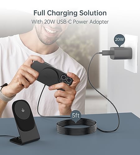 Magnetic Wireless Charger Stand + Charging Pad for iPhone Duo/18-12 Series - color: Black