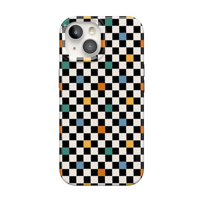 Casely iPhone 15 Plus Case | Old Skool | Retro Checkerboard | Compatible with MagSafe | Classic Ultra Slim Design - color: Old Skool | Retro Checkerboard
