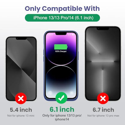 Feob Battery Case for iPhone 13/13 Pro/14,[2025 Upgraded] 7500 mAh Ultra-Slim Portable Extended Charger Cover for iPhone 13/13 Pro/14 Charging Case (6.1 Inch)-Blue - color: Blue
