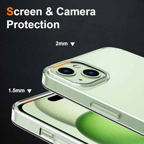 Silicone Clear iPhone 15 Plus Case,Ultra Thin with Comfort Grip | Soft Slim-Fit TPU iPhone 15 Plus Phone Cover,Non-Slip,Shockproof Protection,Scrath-Resistant - size: iPhone 15 Plus case