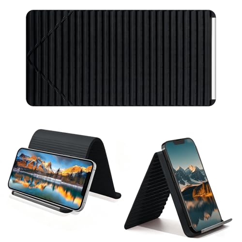 Foldable Silicone Phone Stand, Black, Anti-Slip, Multi-Angle - color: Black-light