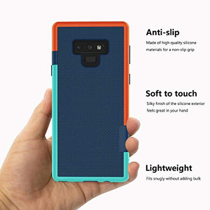 Jeylly for Samsung Galaxy Note 9 Case, Ultra Slim 3 Color Hybrid Impact Anti-Slip Rugged Soft TPU Hard PC Bumper Shockproof Protective Case Cover Shell for Samsung Galaxy Note 9 (6.4 inch) - Blue | Ultra Slim 3 Color Hybrid Impact Anti-Slip Rugged Soft TP
