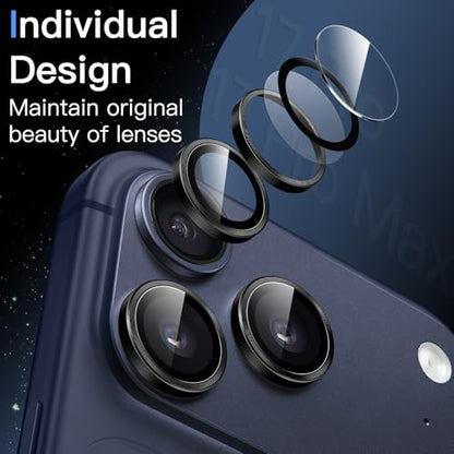 JETech Camera Lens Protector for iPhone 17 Pro/17 Pro Max, Black, 1 Set - color: Black