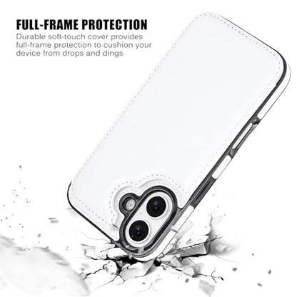 Wallet Case Compatible with iPhone 16 Plus 6.7”, Slim Protective Case with Card Holder,Premium PU Leather Kickstand Card Slots Case with Double Magnetic Clasp-White - color: White, size: iphone 16 Plus 6.7"