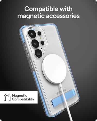 ZAGG Santa Cruz Snap Samsung Galaxy S26 Ultra Case with Kickstand - ICY Blue, Magnetic Crystal Clear Protective Phone Cover, 13ft Drop Protection, Graphene Reinforced, Slim Case with Stand - color: Icy Blue, size: Samsung Galaxy S26 Ultra