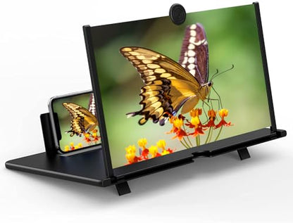 16" Screen Magnifier for Cell Phone – 3D HD Magnifing Screen Enlarger Projector for Movies Videos and Gaming – Foldable Phone Stand Holder with Screen Amplifier–Supports All Smartphones (Black-16inch) - size: 16 inch