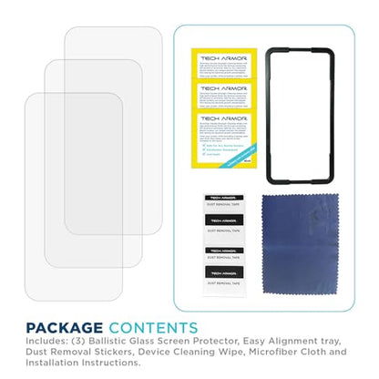 Tech Armor Screen Protector for iPhone 17 Air, Ballistic Glass, 3-Pack | 9H Tempered hardness, Scratch-resistant, Oleophobic coating, Case-friendly fit, Bubble-free install, Crystal-clear display