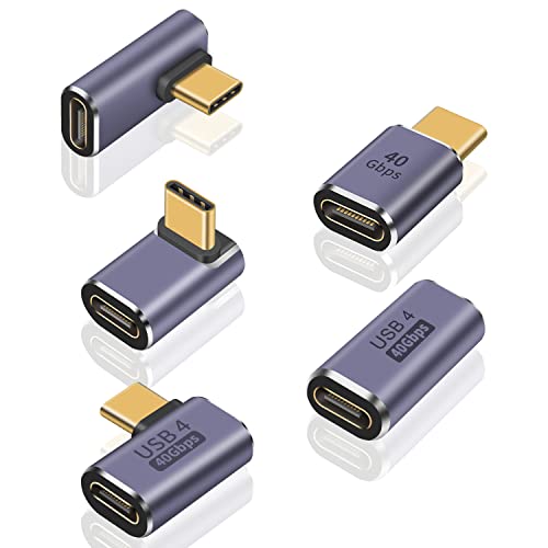 Poyiccot USB C 90 Degree Adapter 5 Style, 90 Degree USB C Adapter【100W PD /40Gbps/8K@60Hz 】 Right Angle Type C Extender Thunderbolt 4 Connector for Steam Deck, ROG Ally, MacBook, Smart Phone - style: usb c extension adapter 5pack
