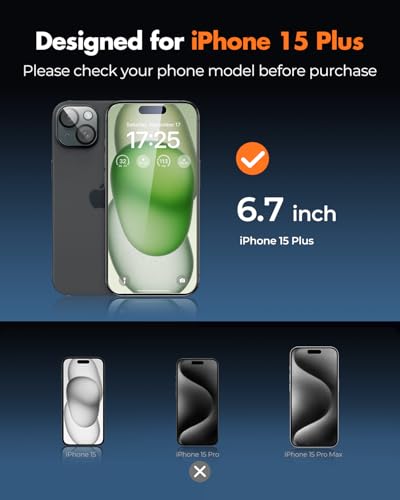 UNBREAKcable iPhone 15 Plus Screen Protector & Camera Lens Protector - size: iPhone 15 Plus