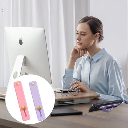 2 Pcs Loop for Phone Case Phone Loop Finger Holder Universal Portable Phones Finger Strap Phones Holder for Hand(Purple Pink)