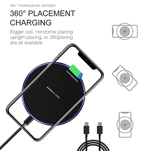 25W Fast Wireless Charger Pad,USB-C Wireless Phone Charging Station - color: Black