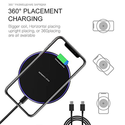 25W Fast Wireless Charger Pad,USB-C Wireless Phone Charging Station - color: Black