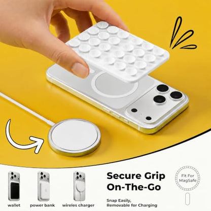 2026 Upgraded Magnetic Suction Sticky Phone Grip for Magsafe Case, White - color: Classic White