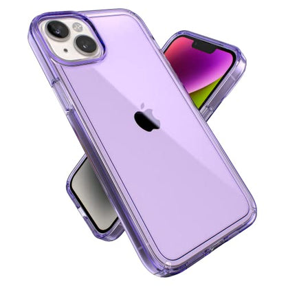 Speck Clear iPhone 15 Plus & 14 Plus Case Drop Protection, Scratch Resistant Dual Layer Slim Phone Case for 6.7 Inch iPhones - Anti-Yellowing & Anti-Fade Case - Amethyst Purple GemShell - color: Amethyst Purple/Clear