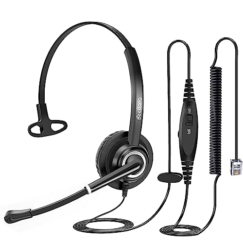 Telephone Headset with Microphone Noise Canceling for Office Landline Deskphone, with Mic Mute Volume Controller, Mono RJ9 Phone Headset for Call Center Avaya Polycom Nortel
