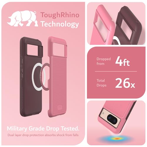 TUDIA MergeGrip [Magsafe Compatible] Designed for Google Pixel 8 Case (2023) - Dual Layer [Military Grade] Shockproof Slim Rugged Tough Heavy Duty Phone Cases - Smokey Pink - color: Smokey Pink, size: Magnetic Pixel 8