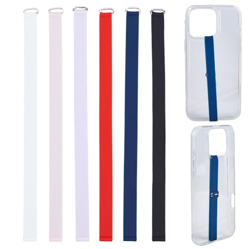 6pcs Reusable Silicone Phone Strap Grip Holder Elastic Universal Cellphones Hand Loops Grip Detachable Non-Slip Finger Holder for Back of Phone Cases Accessory (6 Colors, 225mm)