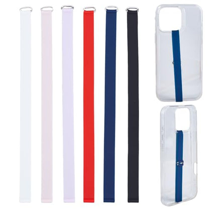 6pcs Reusable Silicone Phone Strap Grip Holder Elastic Universal Cellphones Hand Loops Grip Detachable Non-Slip Finger Holder for Back of Phone Cases Accessory (6 Colors, 225mm)
