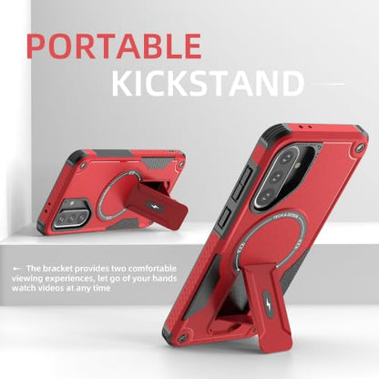 for Galaxy A37/A36-5G Case Military-Grade Dropproof Phone/Invisible Kickstand with MagSafe/HD Screen Protector, Protective Magnetic Phone Cover for Samsung Galaxy A37 4G/5G&A36 5G (Red) - color: Red