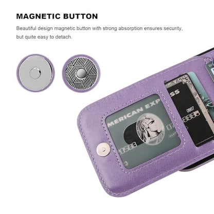 KIHUWEY for iPhone 17 Wallet Case Card Holder Kickstand, Purple | Credit Card Slots, PU Leather, Magnetic Clasp, Flip Heavy Duty Protection Cover for Men and Women - color: Purple
