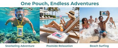 3 Pack Waterproof Phone Pouch Underwater Dry Bag Ultra-Clear Dual-Sided Touchscreen Case with Lock Seal for Swimming Snorkeling & Beach-Pink-Black-Yellow - color: Pink-Black-Yellow