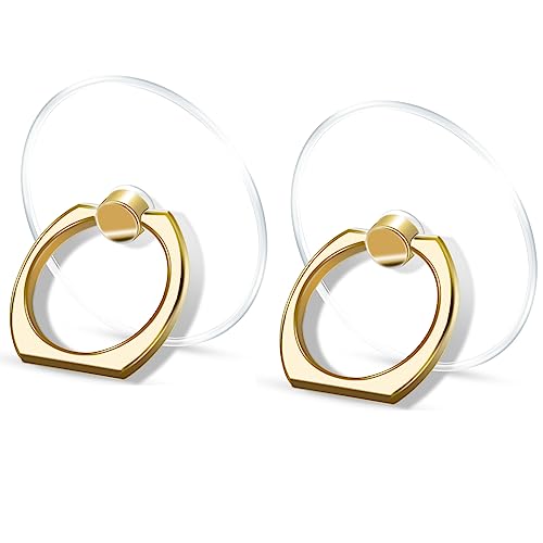 TACOMEGE Transparent Clear Phone Ring Grips Holder Kickstand, Gold