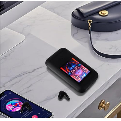 Wireless Earbuds Bluetooth 5.3 Headphones,Long Playtime Ear Buds with Mic Waterproof in Ear Earphones Charging Case with Multi Functions LED Full Color Touch Screen for Android iOS Phones Sport,White - color: White