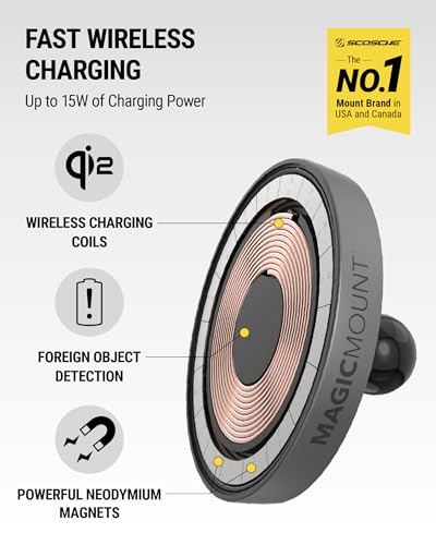 Scosche MagicMount Charge Pro Qi2 Home/Office MagSafe Suction Mount, 15W Fast Wireless Charger Magnetic Cell Phone Holder Compatible with iPhone 16/15/14/13/12 Pro Max Plus and Samsung Galaxy S25 - size: Circle, style: Home / Office Suction