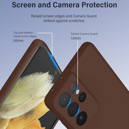 X-level for Samsung Galaxy S21 Ultra Case Slim Fit Ultra-Thin Super Soft TPU [Guardian Series] S21 Ultra Phone Back Cover Light Protective Matte Finish Coating Shockproof Case for Women Men -Brown - color: Brown
