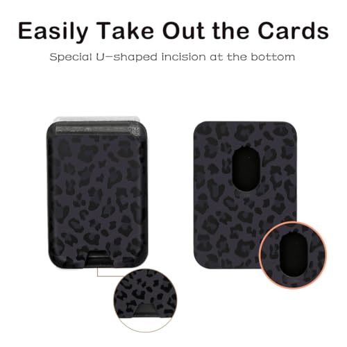 Compatible with Magsafe Cute Wallet Magnetic Card Holder (Leopard) - color: Leopard