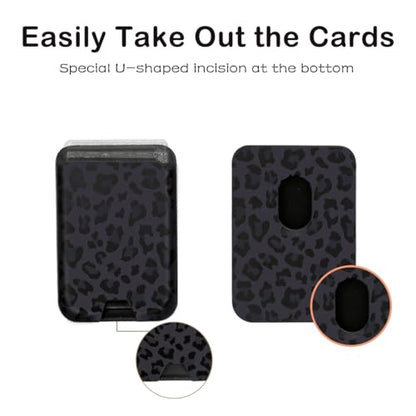 Compatible with Magsafe Cute Wallet Magnetic Card Holder (Leopard) - color: Leopard