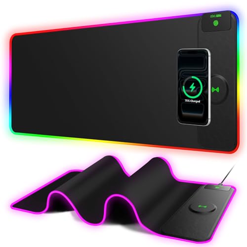 XL RGB LED Gaming Mouse Pad with 15W Magnetic Wireless Charging - color: RGB-Magnetic Right Charger-31.5"x11.8"