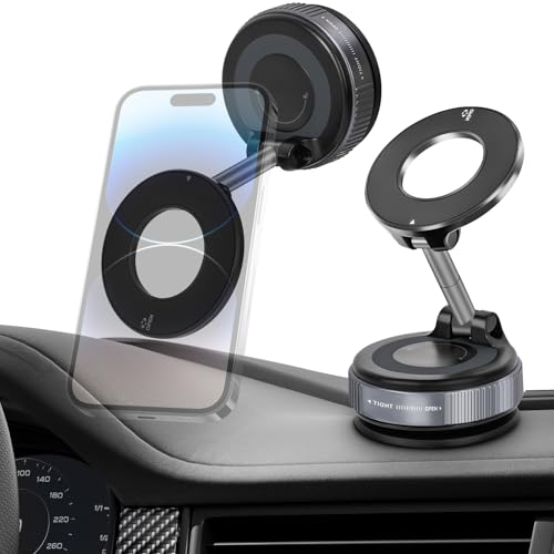 Jikasho Magnetic Phone Holder for Car, Suction Cup Phone Mount for Magsafe - color: Silver Black